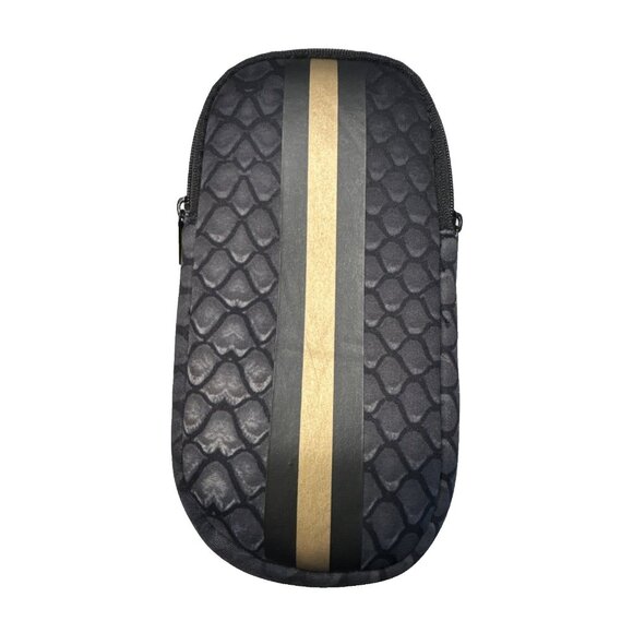 NWOT Haute Shore Snake Print  Eyeglass Soft Case Black/Gold/Gray Zip Closure - Picture 1 of 3
